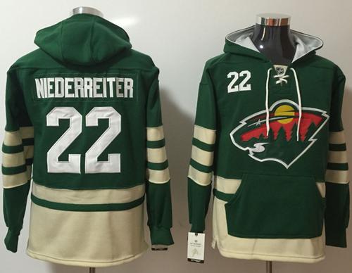 Wild #22 Nino Niederreiter Green Name & Number Pullover NHL Hoodie
